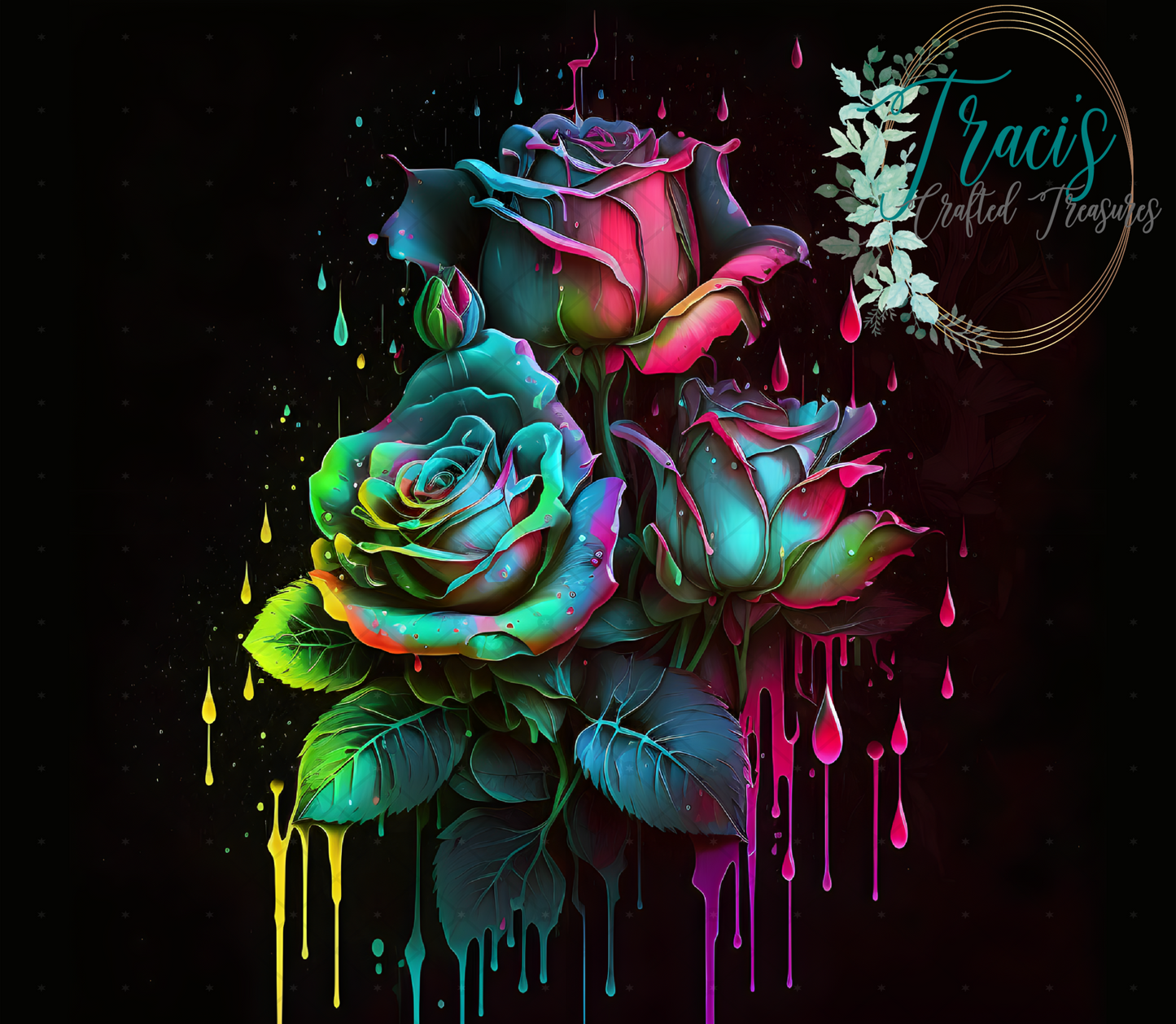 Dripping Roses on Black