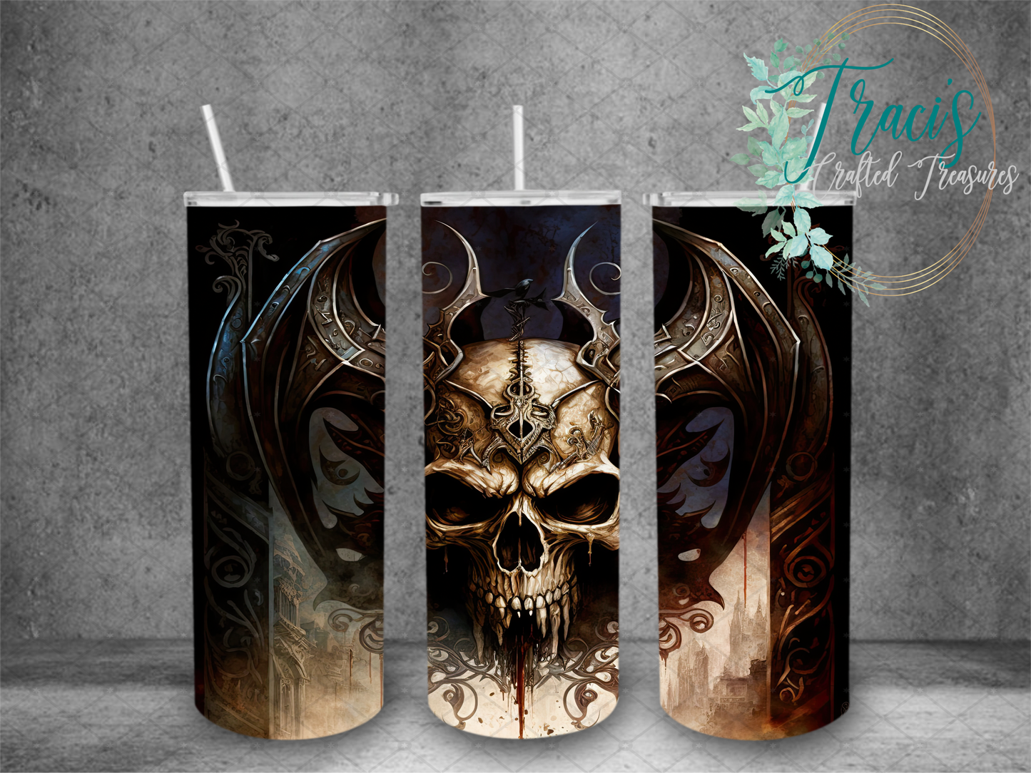 Dark Fantasy Winged Skull