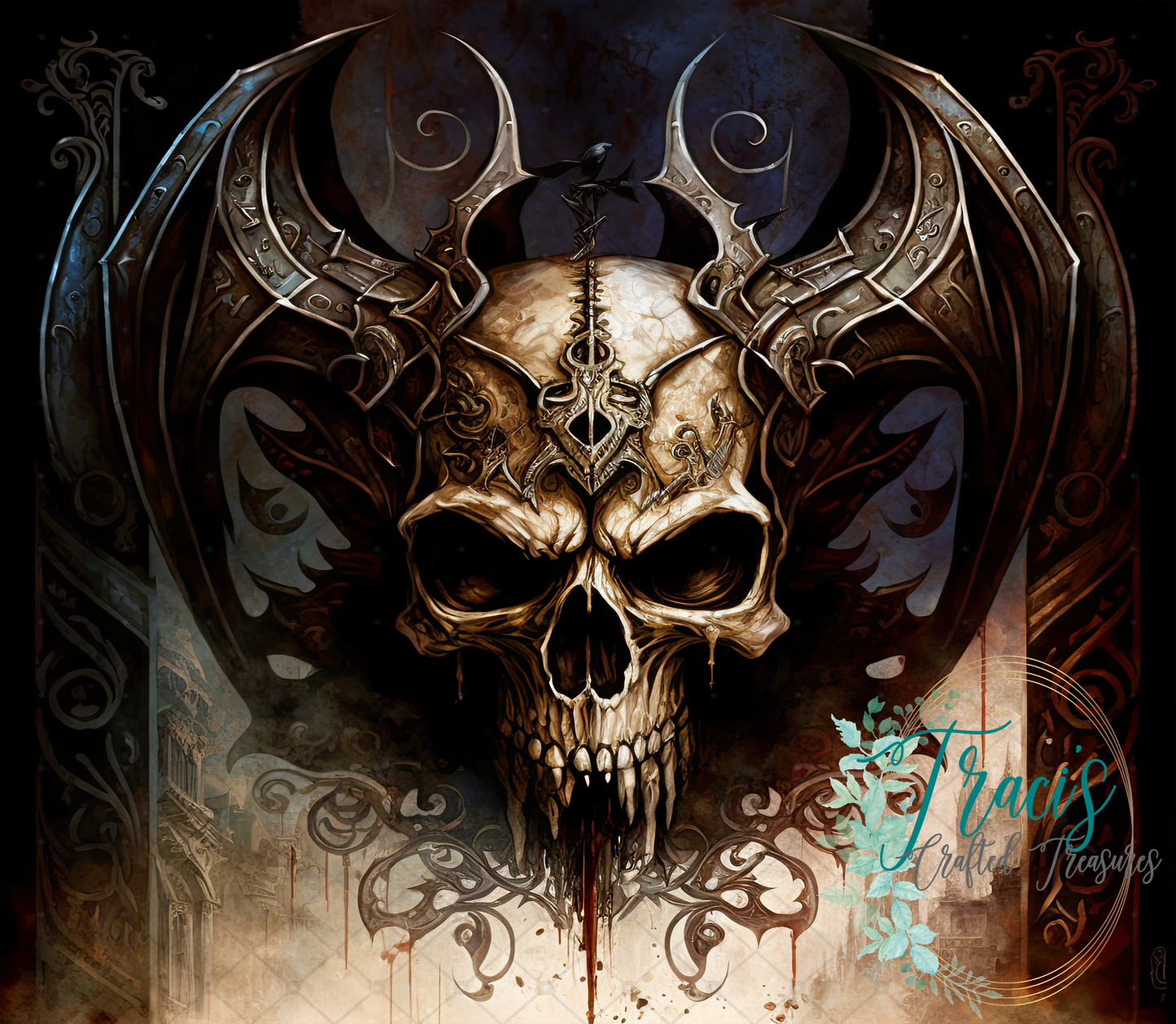 Dark Fantasy Winged Skull