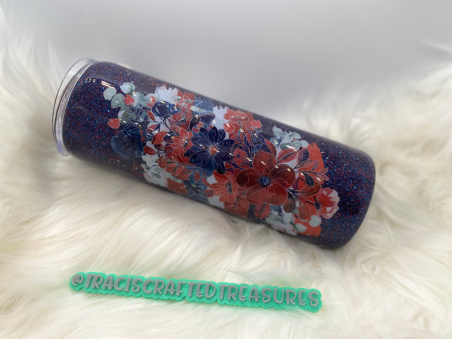 Patriotic Floral 20oz Glitter Tumbler