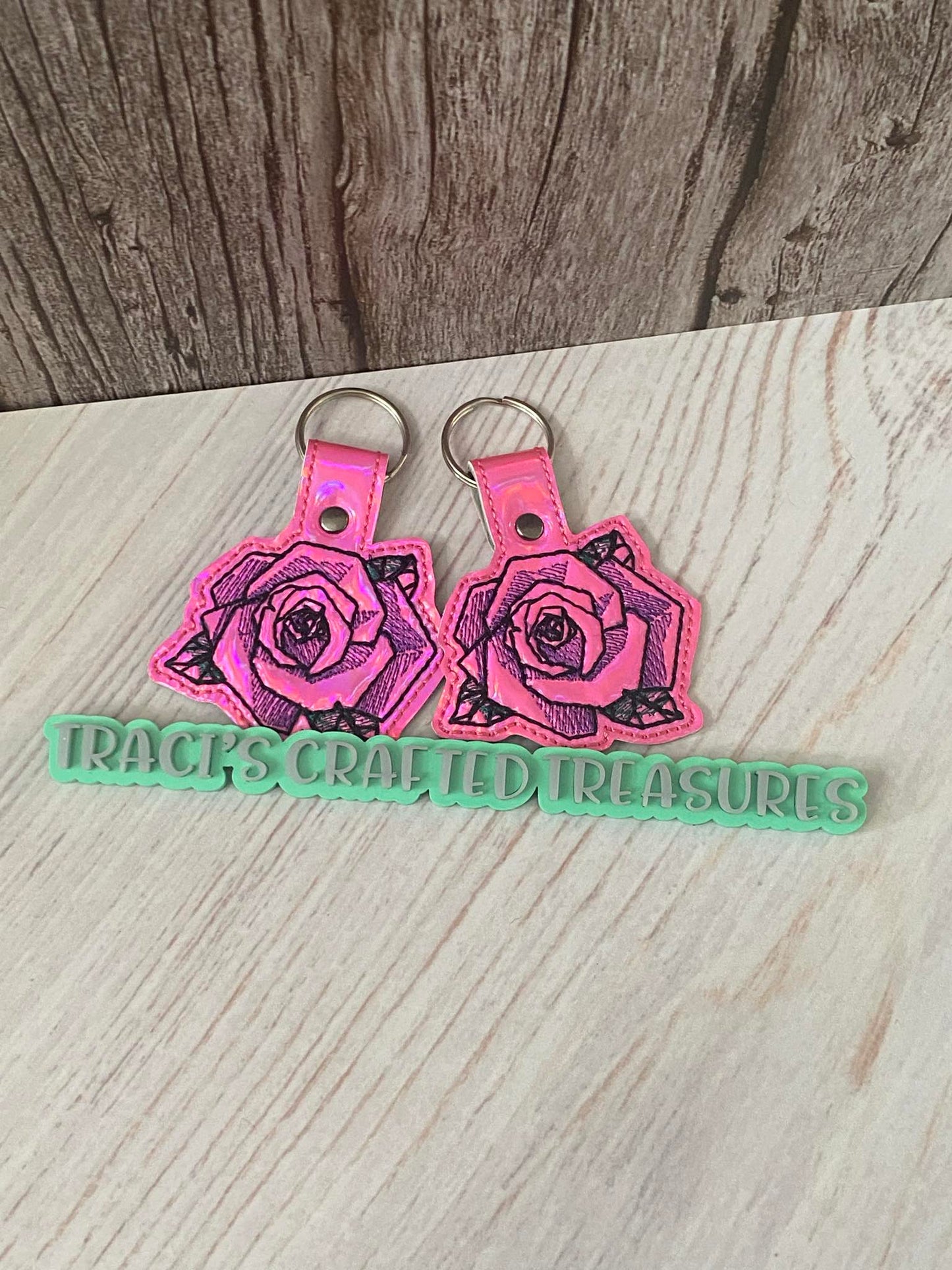 Holographic Rose Keychain/Bag Tag